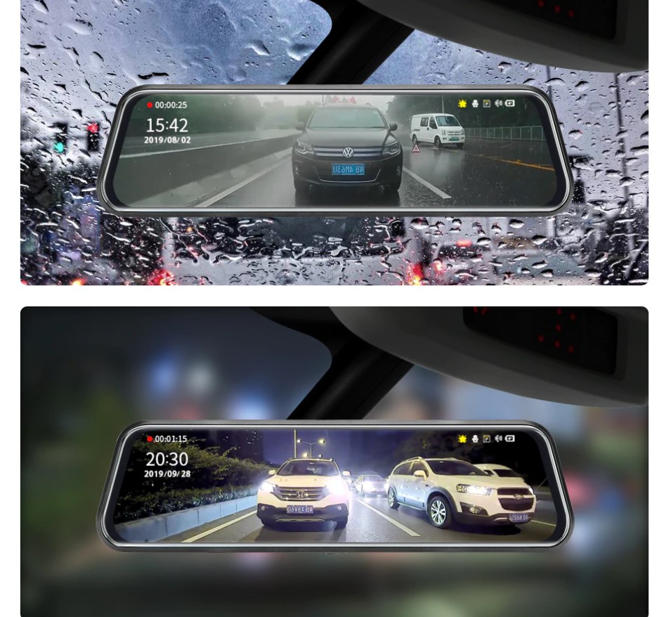 Mirror Design Front and Rear Dash Cameras Set